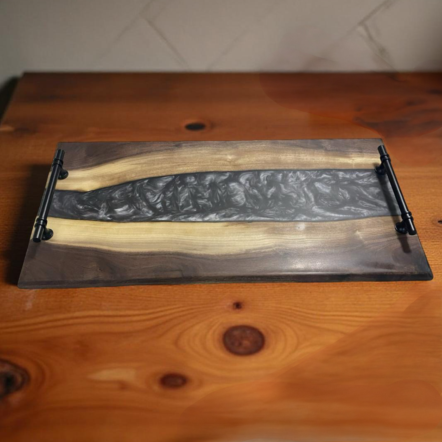 Black Walnut with Black Epoxy Charcuterie Board