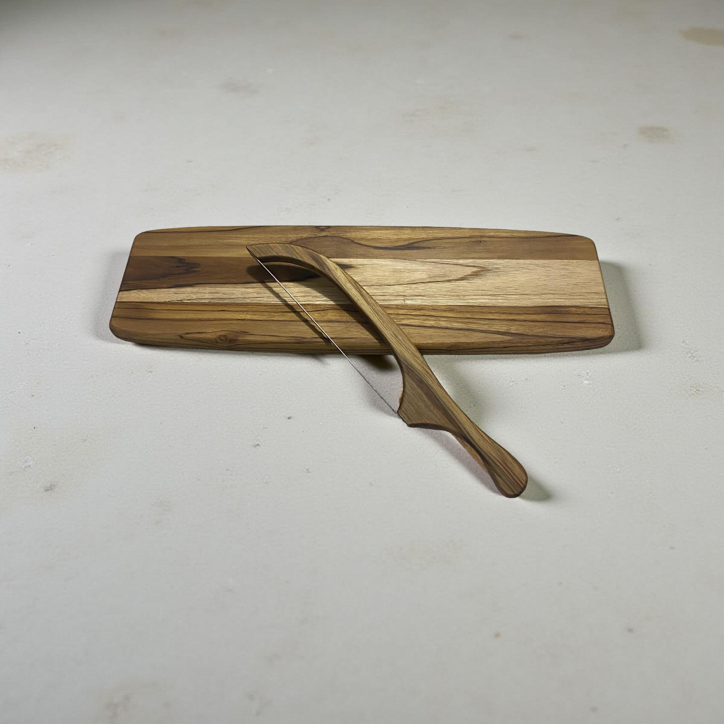 Teak Wood Bread Board with Knife
