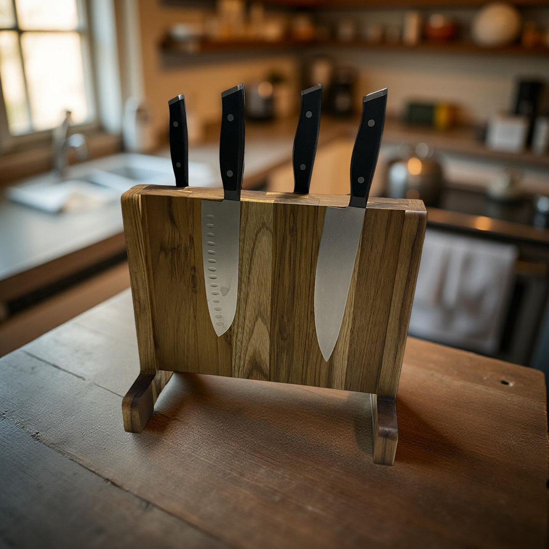 Teak Wood Knife Board – Big Hank's Custom Woodworking